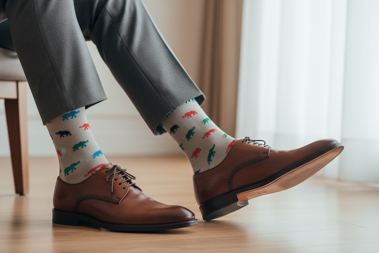 Men's Long Socks - Rooster - Elephant Pattern