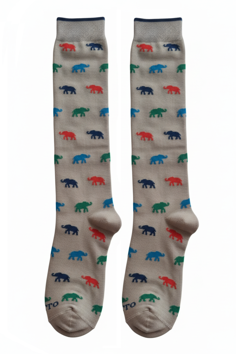 Men's Long Socks - Rooster - Elephant Pattern