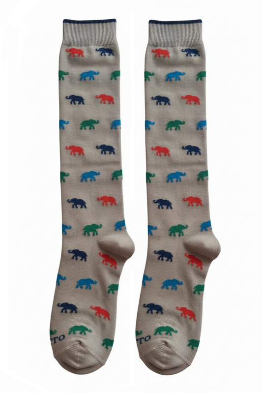 Men's Long Socks - Rooster - Elephant Pattern