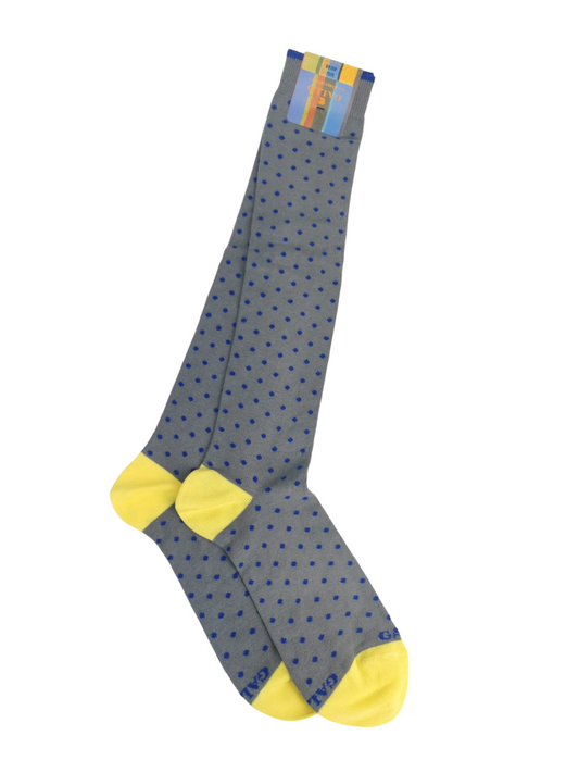 Calze lunghe uomo - Fantasia pois militare/blu/lime