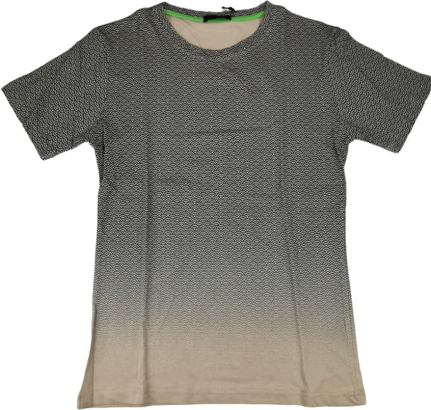 T-shirt uomo +39 Masq fantasia sfumata cappuccino e nero, stile italiano premium, abbigliamento sportivo e casual.