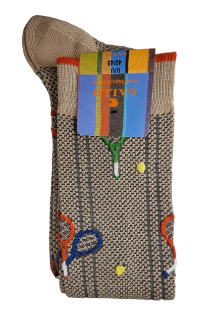 Gallo men's long socks - racket pattern - sand color