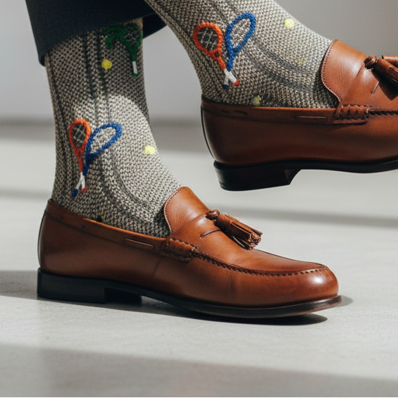 Gallo men's long socks - racket pattern - sand color