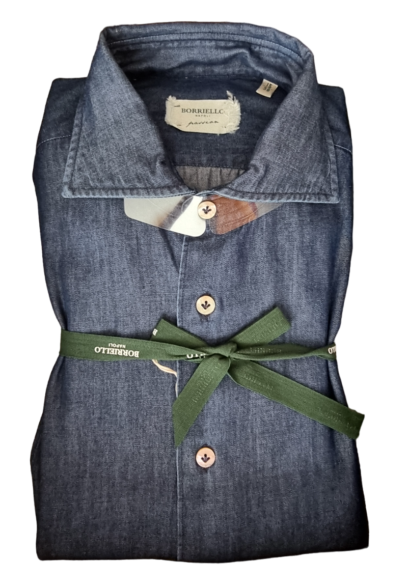 Camicia uomo Borriello Napoli - Collo francese - denim