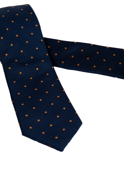 Cravatta uomo Bergamotto - pois fondo blu