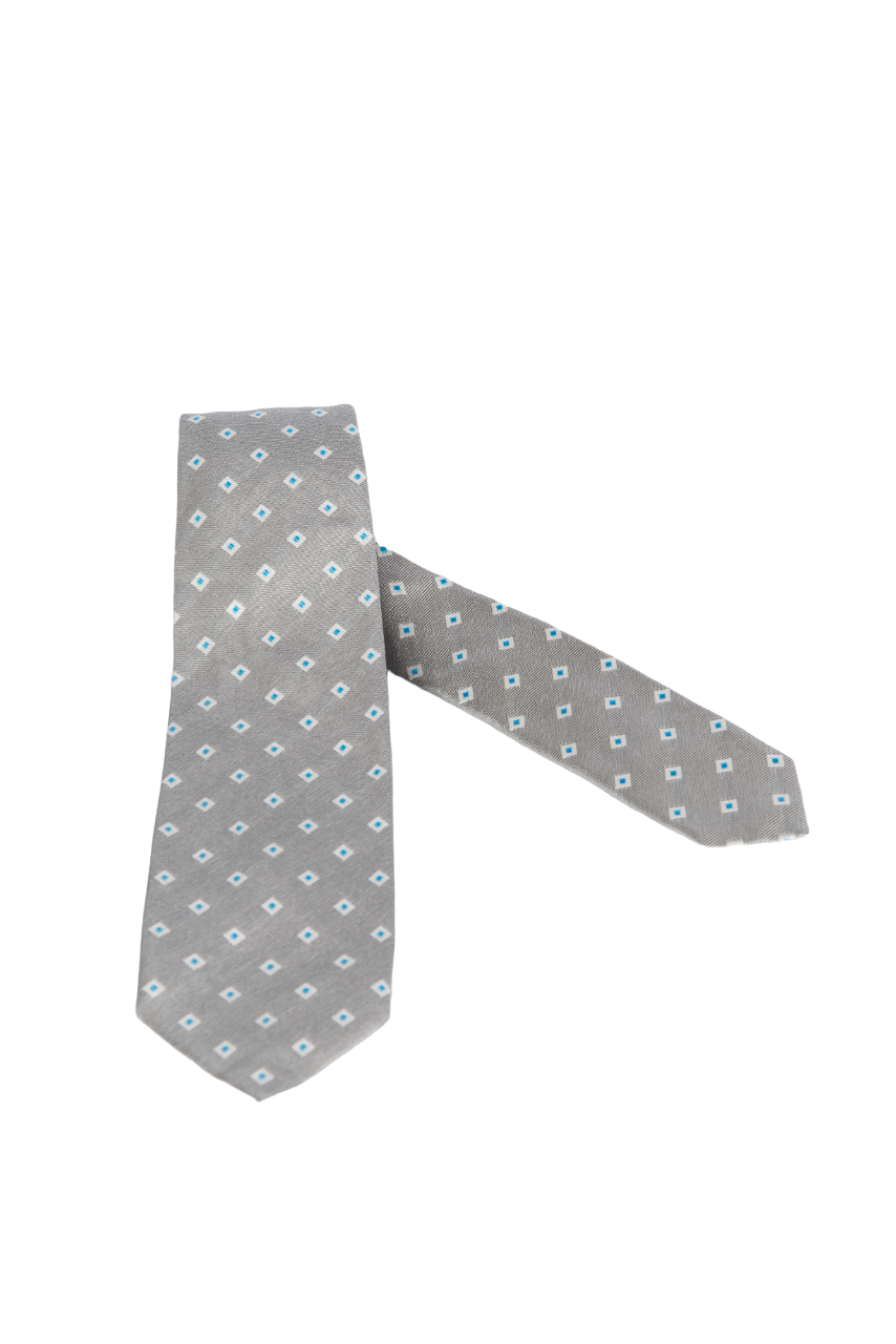 Cravatta uomo Barba - fantasia quadri fondo grigio