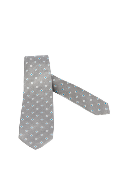 Cravatta uomo Barba - fantasia quadri fondo grigio