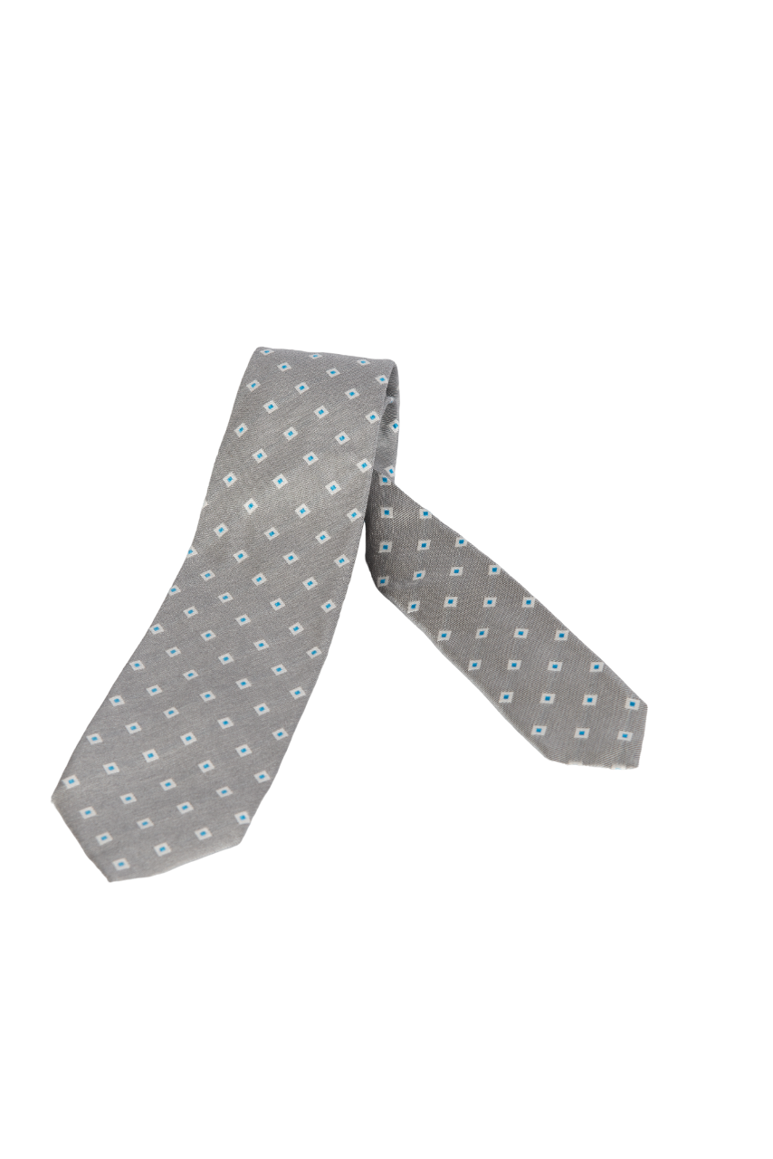 Cravatta uomo Barba - fantasia quadri fondo grigio
