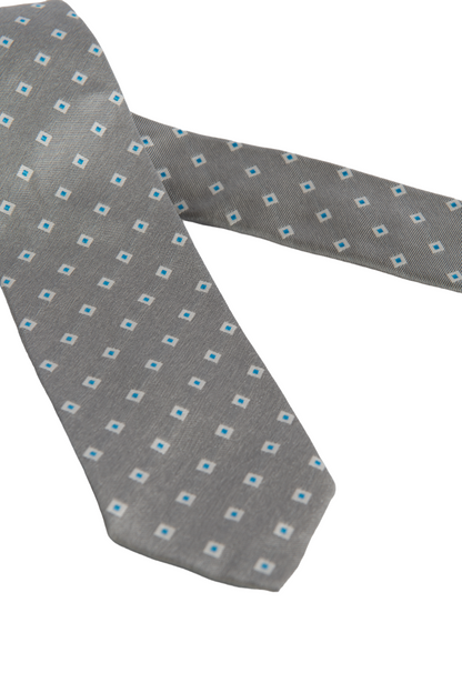 Cravatta uomo Barba - fantasia quadri fondo grigio