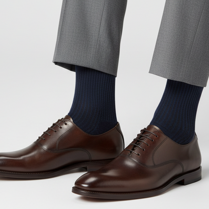 Men's Long Socks - Rooster - Black/Ultramarine Vanisé Cotton