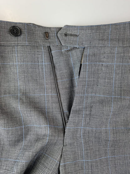 Abito uomo Cantarelli tre bottoni grigio check - dettaglio chiusura pantalone - Made in Italy