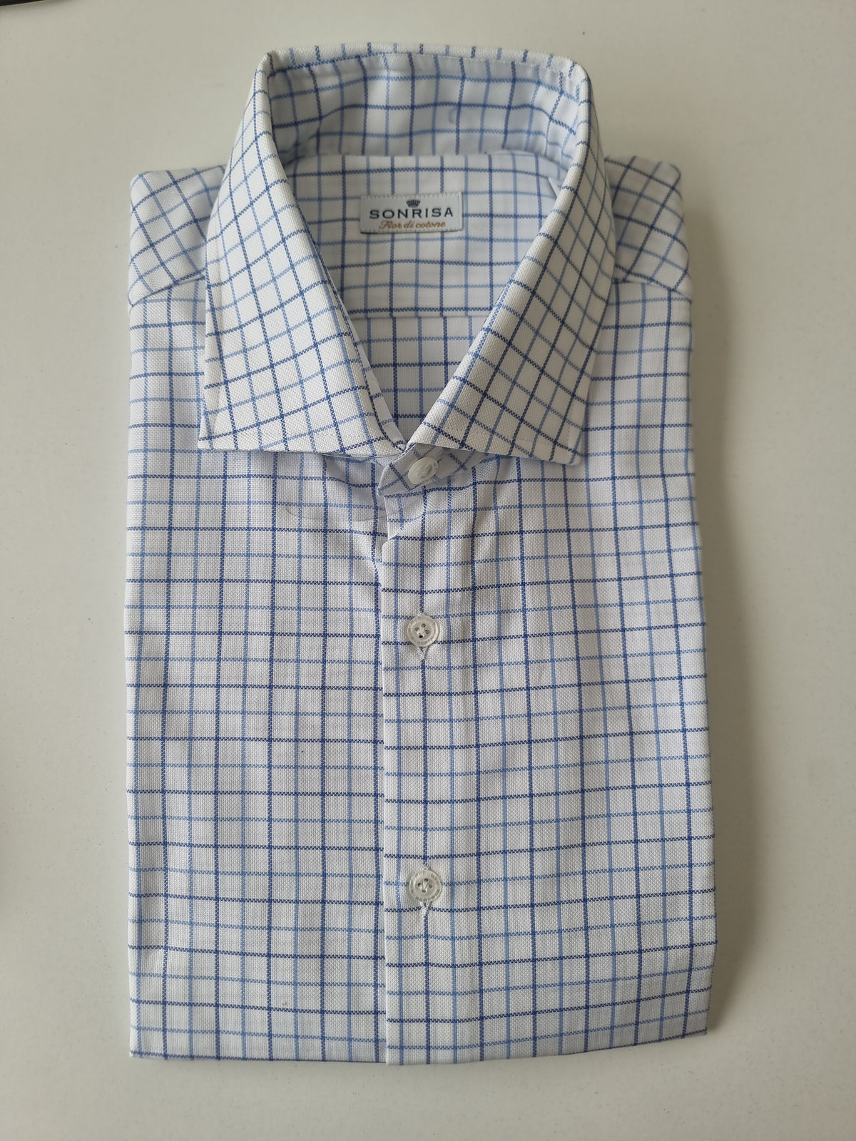 Camicia Sonrisa Bianco quadri blu e celesti