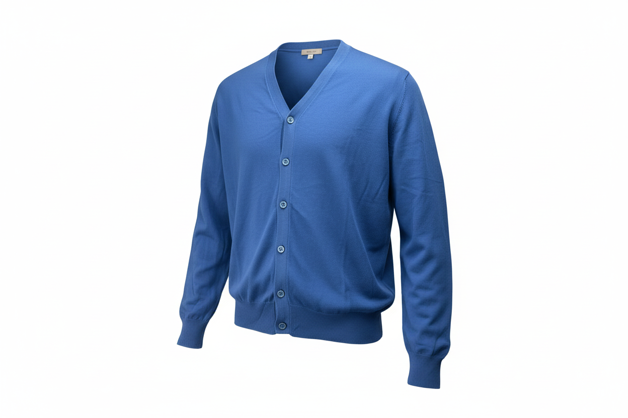 Cardigan uomo Filippo de Laurentis bottoni blu - dettaglio bottoni - Made in Italy
