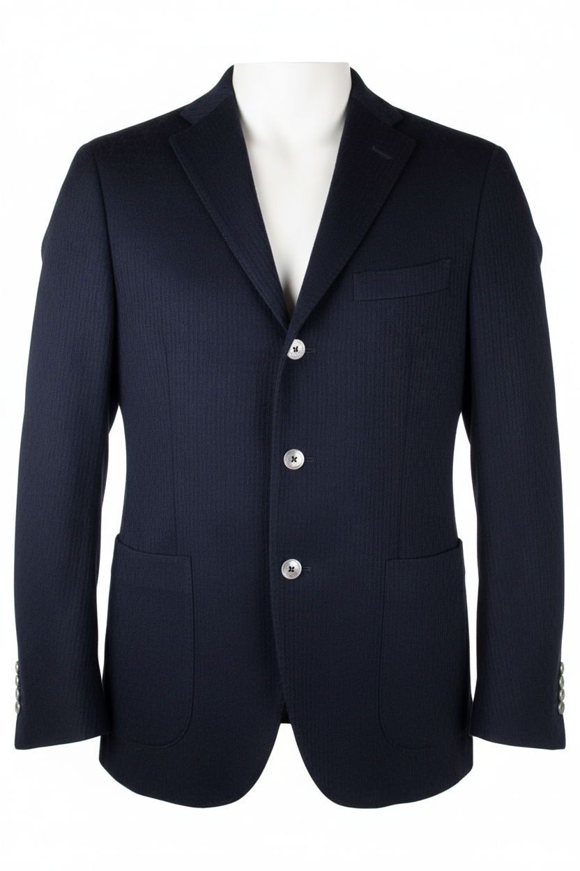 Giacca uomo The Gigi tre bottoni blu scuro 100% cotone - vista frontale - Made in Italy