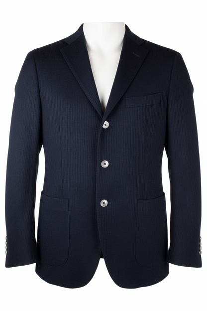 Giacca uomo The Gigi tre bottoni blu scuro 100% cotone - vista frontale - Made in Italy