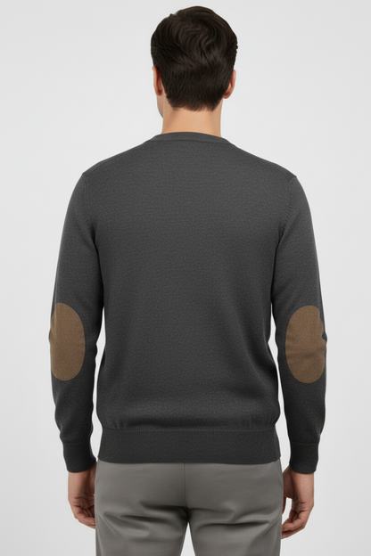 Maglia uomo Gran Sasso - Bottoni toppe 100% lana vergine Colore Grigio Made in Italy
