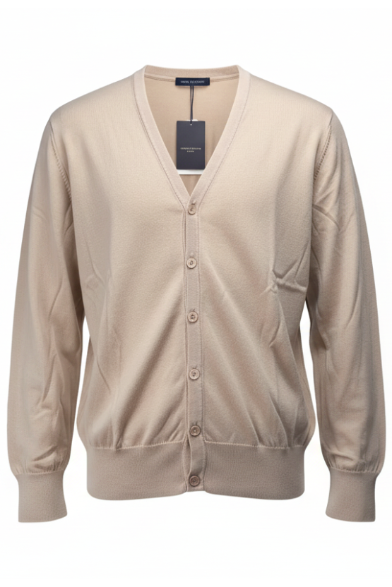 Cardigan uomo Montezemolo - Bottoni 100% Cotone Colore Beige Made in Italy