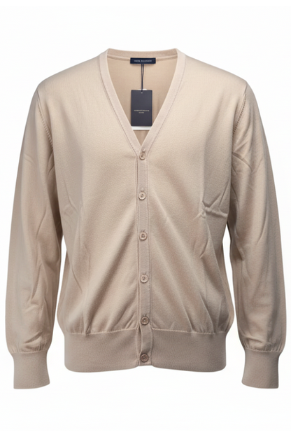 Cardigan uomo Montezemolo - Bottoni 100% Cotone Colore Beige Made in Italy