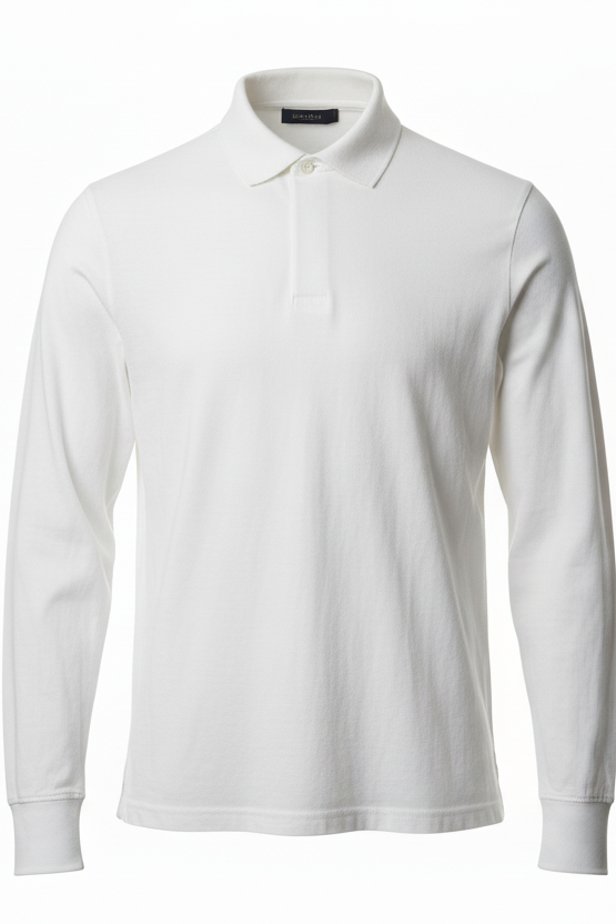 Polo uomo Blu Navy - maniche lunghe Bianca