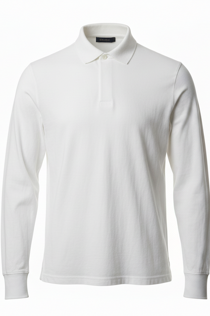 Polo uomo Blu Navy - maniche lunghe Bianca