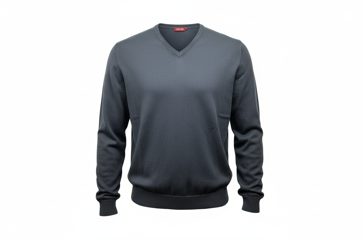 Maglia uomo Bramante - Scollo a V colore Grigio 100% Cotone Made in Italy