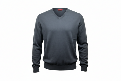 Maglia uomo Bramante - Scollo a V colore Grigio 100% Cotone Made in Italy