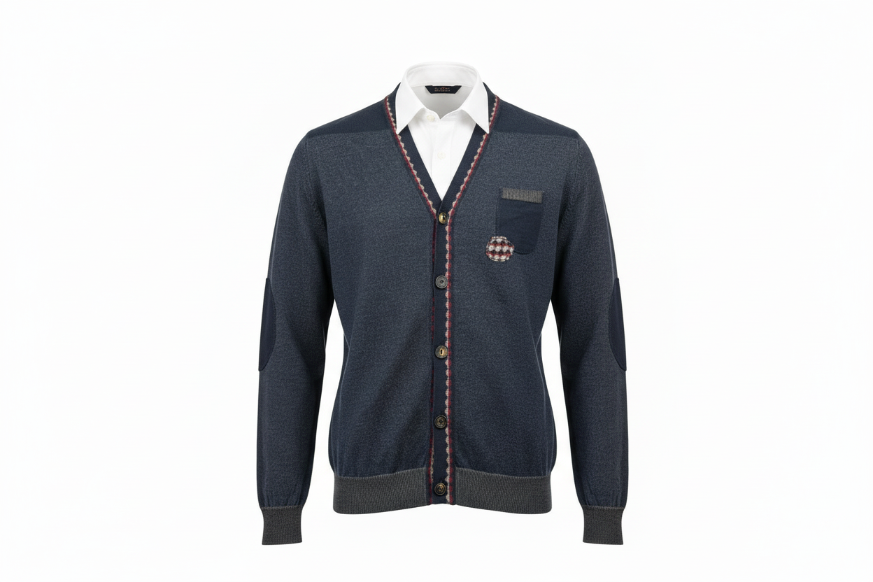 Cardigan Uomo Bob the Original Bottoni Misto Cotone Lana Merino Fango Made in Italy