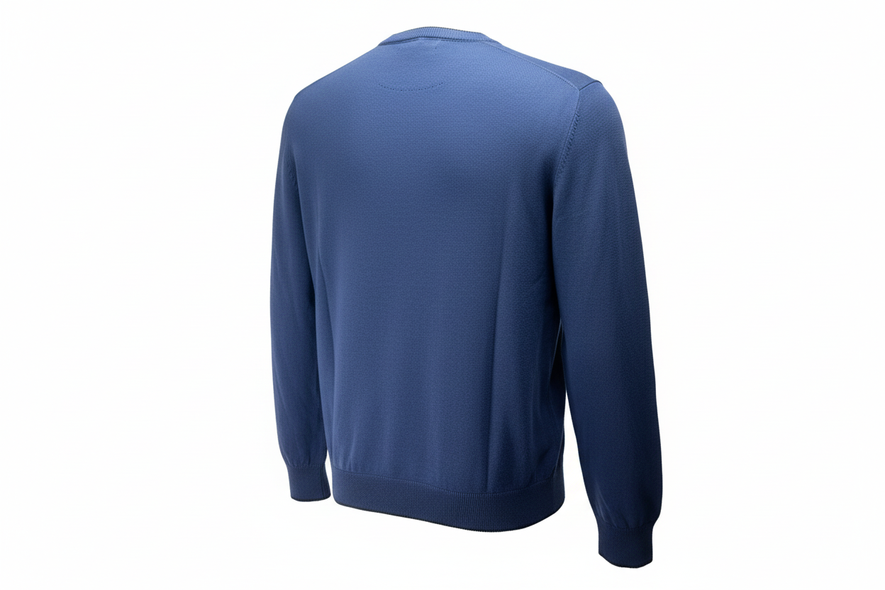 Maglia uomo Aeronautica Militare scollo a V blu scuro toppe in tinta - vista posteriore