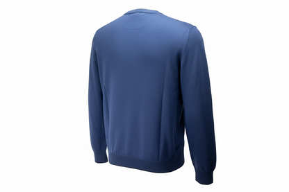 Maglia uomo Aeronautica Militare scollo a V blu scuro toppe in tinta - vista posteriore