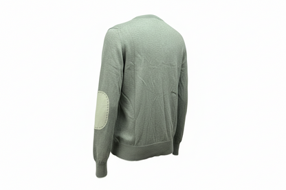 Maglia uomo Gran Sasso scollo a V grigio toppe in contrasto - vista posteriore - Made in Italy