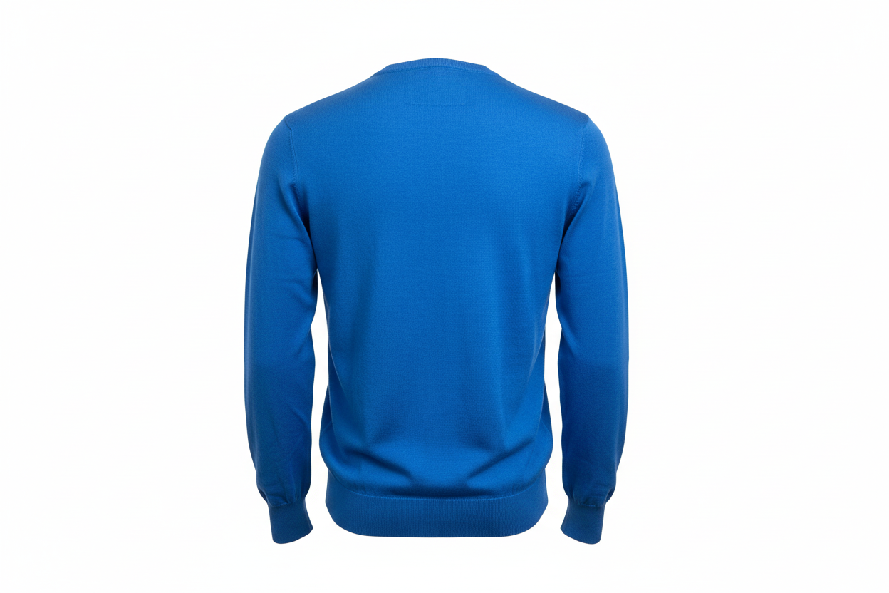 Maglia uomo Laboratori Italiani scollo a V blu royal - vista posteriore - Made in Italy