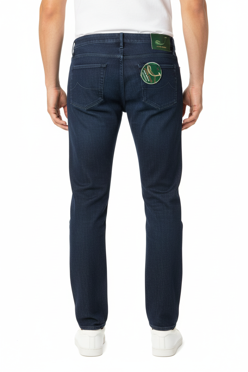 Pantalone Jacob Cohen J622 COMF cotone blu notte slim fit - vista posteriore - Made in Italy