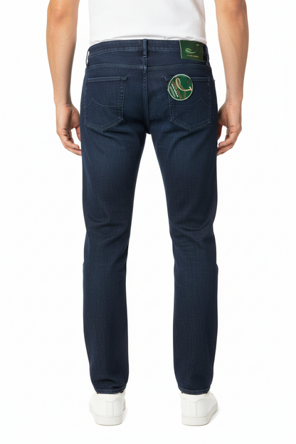 Pantalone Jacob Cohen J622 COMF cotone blu notte slim fit - vista posteriore - Made in Italy