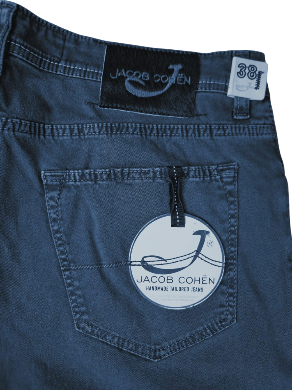 Pantalone Jacob Cohen PW622 Vintage cotone blu scuro - dettaglio tessuto - Made in Italy