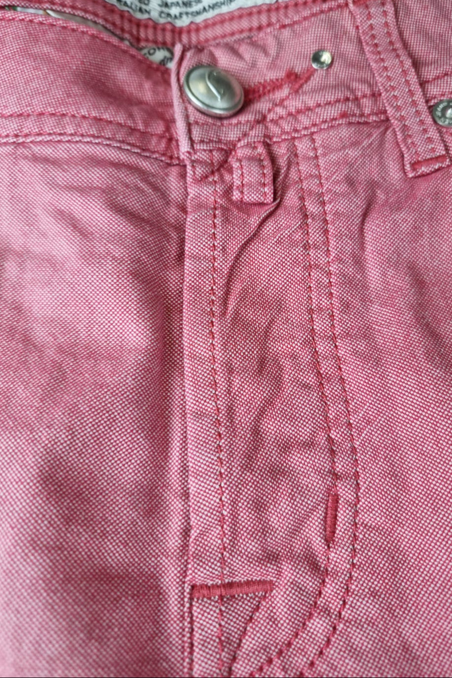 Pantalone Jacob Cohen PW688 cotone aragosta - dettaglio fit - Made in Italy