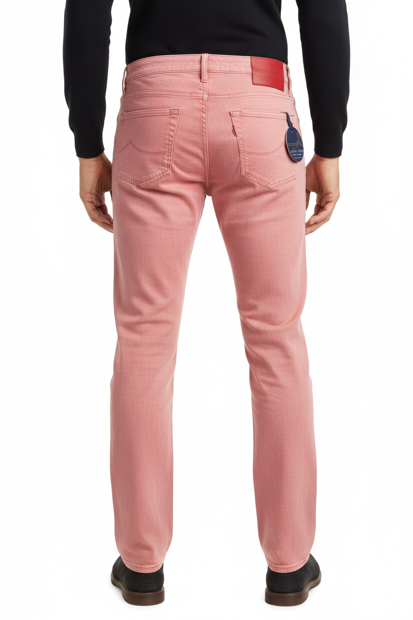 Pantalone Jacob Cohen PW688 cotone aragosta slim fit - dettaglio frontale - Made in Italy