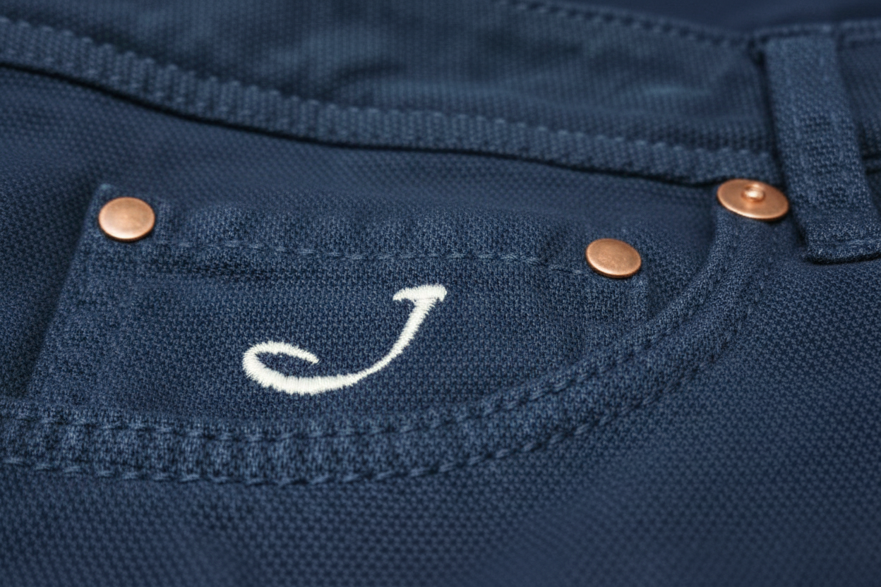Pantalone Jacob Cohen cotone blu scuro - dettaglio tasca posteriore - Made in Italy