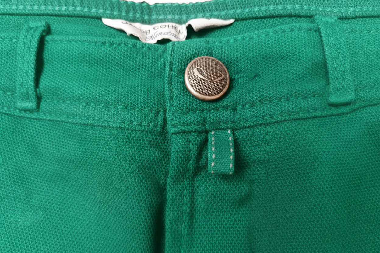 Pantalone Jacob Cohen cotone verde smeraldo - dettaglio tessuto - Made in Italy