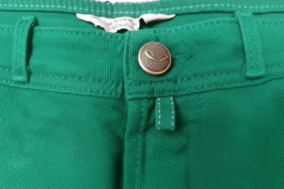 Pantalone Jacob Cohen cotone verde smeraldo - dettaglio tessuto - Made in Italy