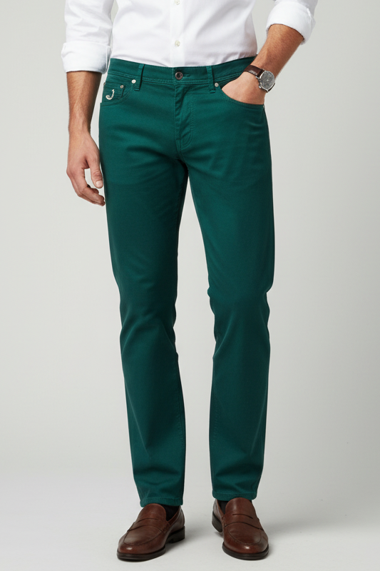 Pantalone Jacob Cohen cotone verde smeraldo slim fit - vista frontale - Made in Italy