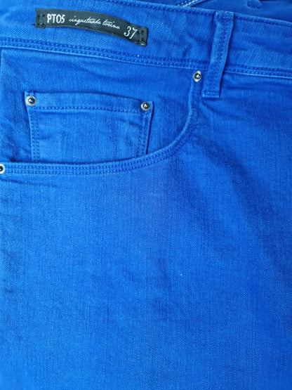 Pantalone PT05 cinque tasche blu elettrico - dettaglio tessuto - Made in Italy