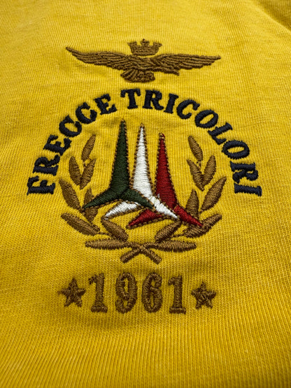 Maglia girocollo uomo Aeronautica Militare gialla in cotone, moda italiana, manica lunga, tessuto di alta qualità.