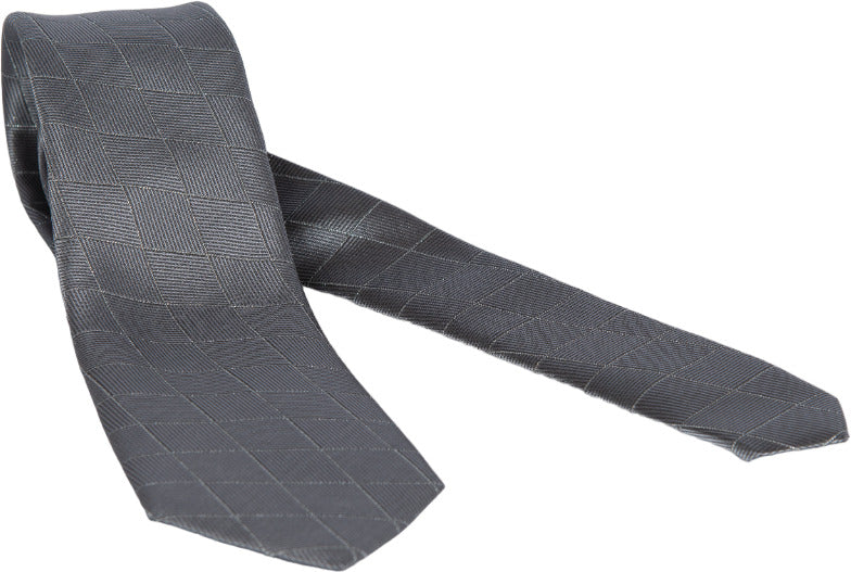 Cravatta uomo Altea con fantasia rombi grigia, accessorio di moda in tessuto elegante.