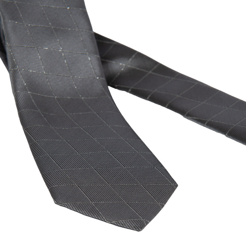 Cravatta uomo Altea in fantasia rombi grigia, accessorio moda elegante per uomo, tessuto di alta qualità.