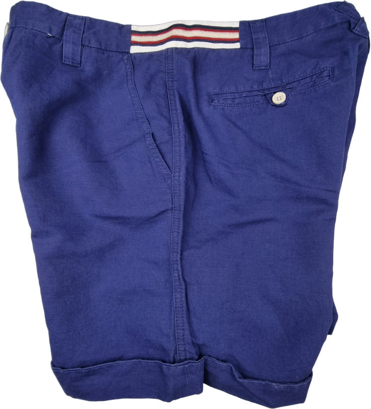 Pantaloncini Bermuda uomo Andy Richardson in tessuto lavato blu scuro, stile tennis, moda uomo, abbigliamento sportivo e casual.