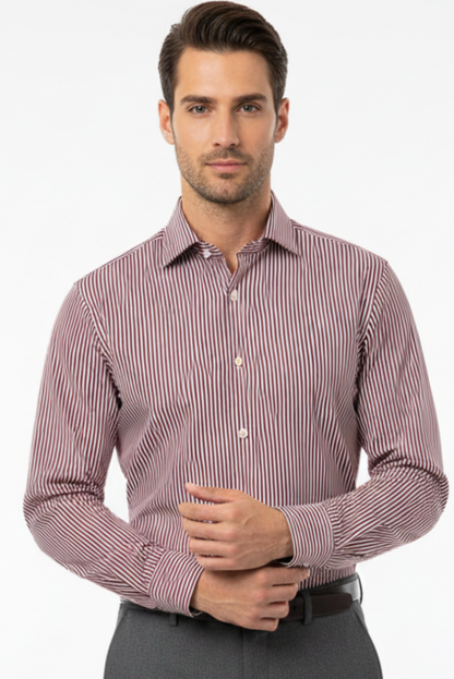 Camicia casual uomo Bagutta a righe bianco e rosso, tessuto morbido, maniche lunghe, stile elegante e confortevole.