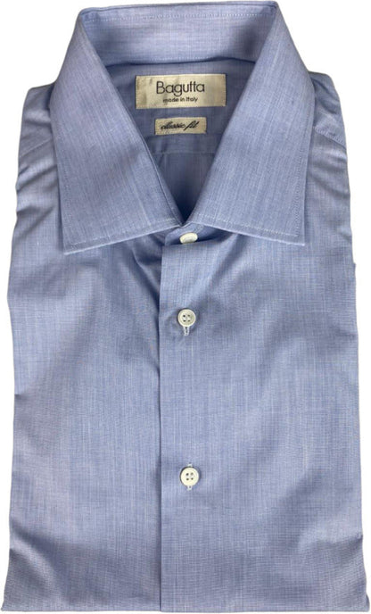 Camicia casual uomo Bagutta tinta unita azzurro, tessuto leggero, colletto classico e maniche a lungo, stile elegante e confortevole.