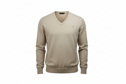 Maglia uomo Ballantyne con scollo a V, abbigliamento moda uomo, maglia in tessuto morbido con dettaglio a costine.