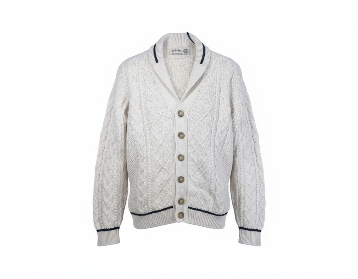 Cardigan uomo Ballantyne in jacquard con bottoni, 100% cotone, maglia premium, elegante stile italiano.