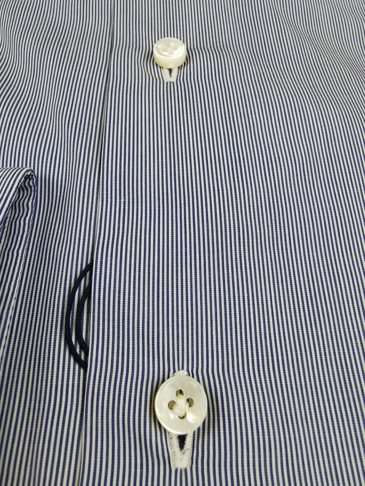 Camicia uomo Barba in fantasia millerighe bianca e denim con collo francese, abbigliamento casual moda uomo.